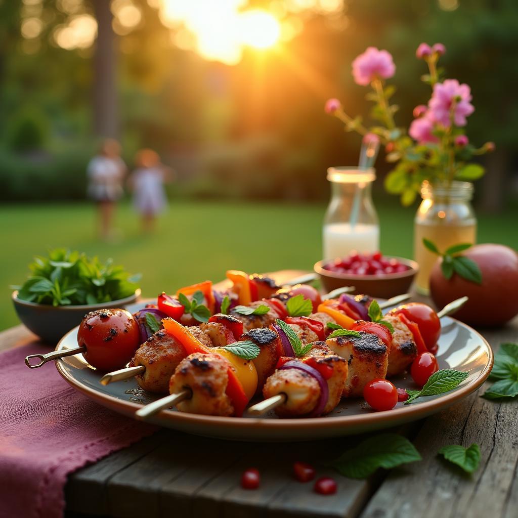 Spiced Pomegranate & Mint Kebabs