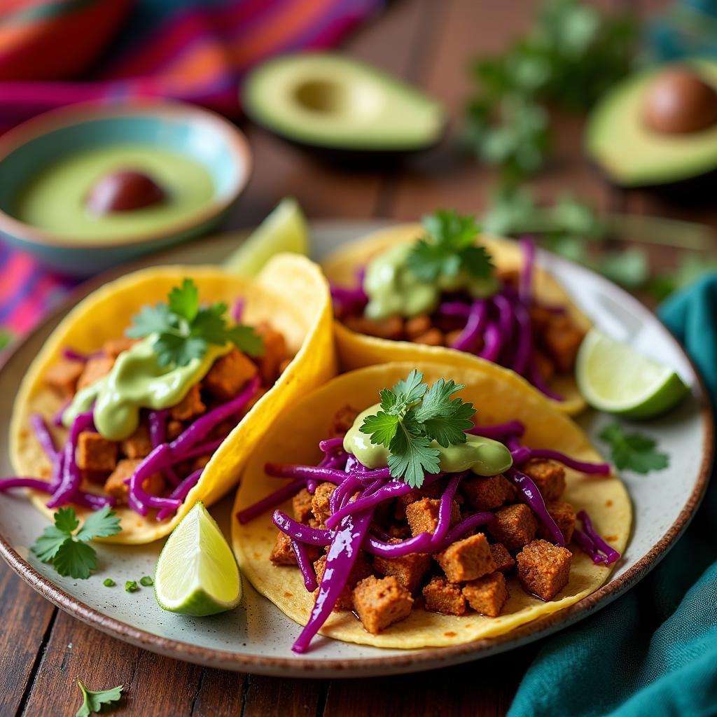 Spicy Tempeh Tacos with Avocado Lime Crema