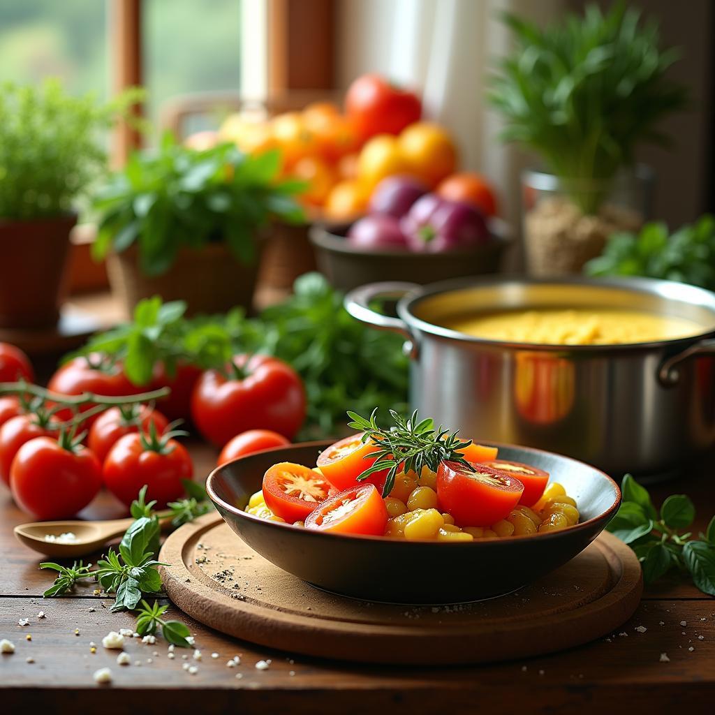 Golden Herb-Infused Polenta with Roasted Cherry Tomatoes