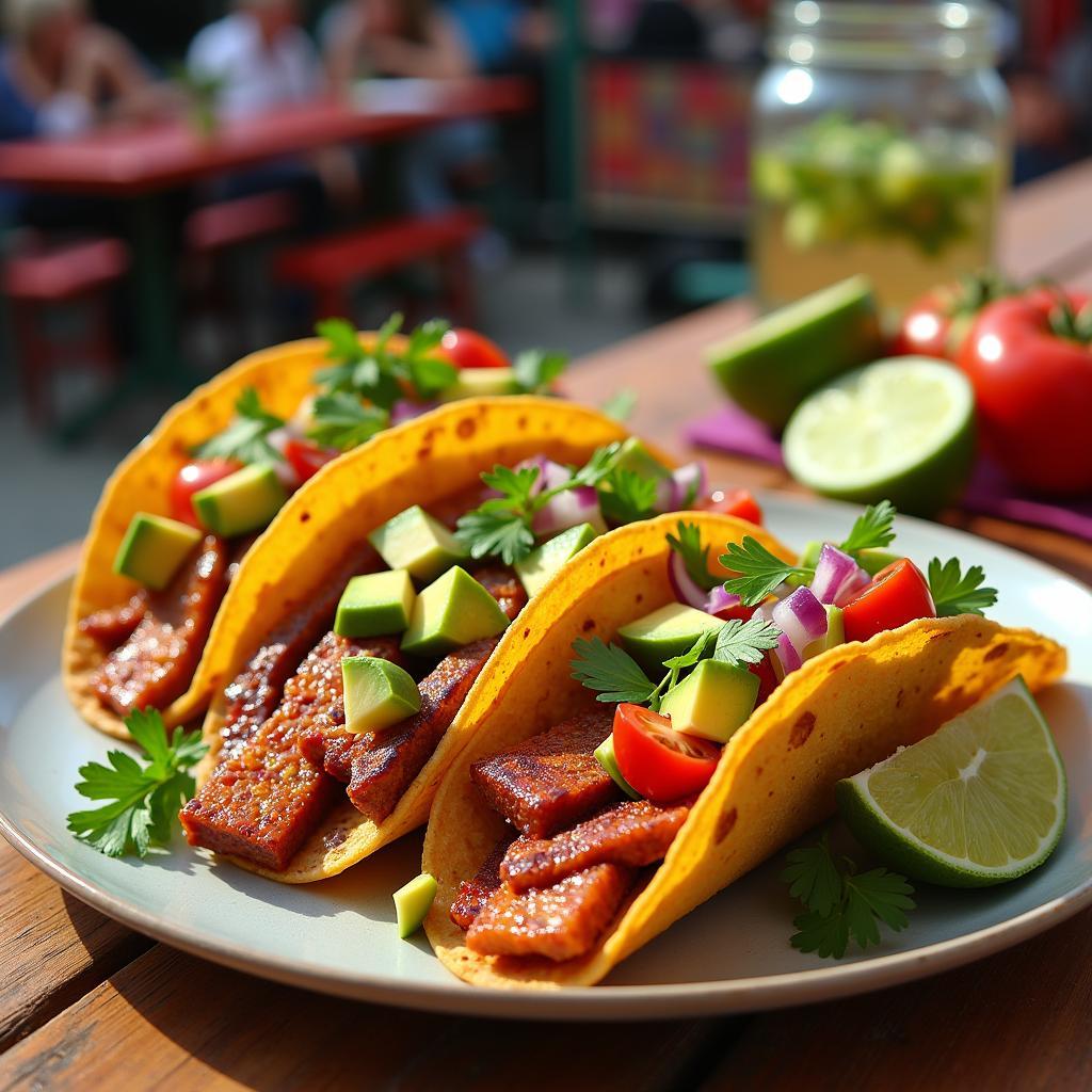 Spicy Maple-Glazed Tempeh Tacos with Avocado Salsa