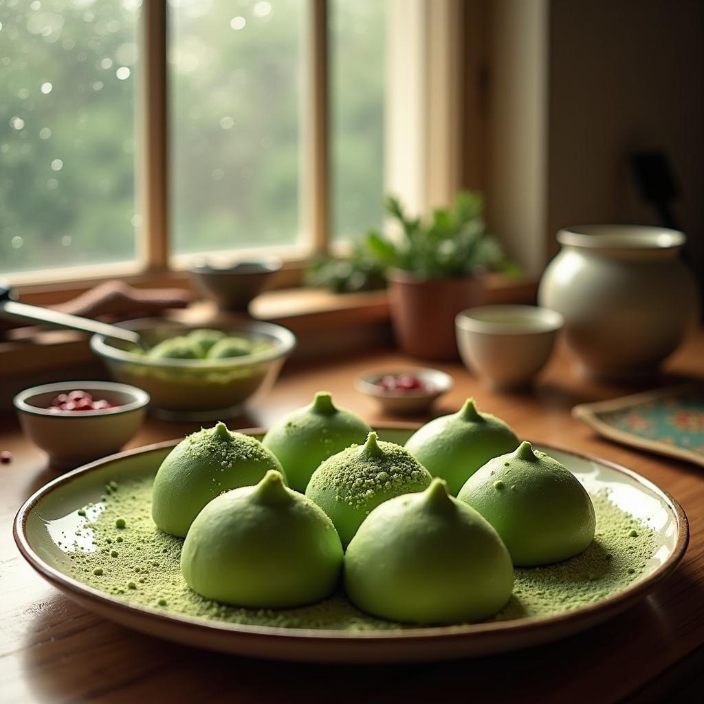 Delightful Matcha Mochi with Red Bean Filling