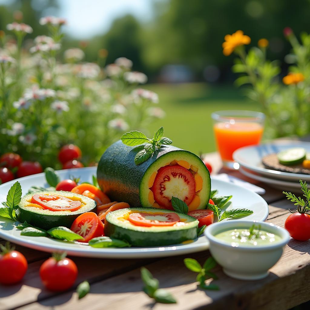 Herbed Vegetable Terrine with Creamy Avocado Dressing