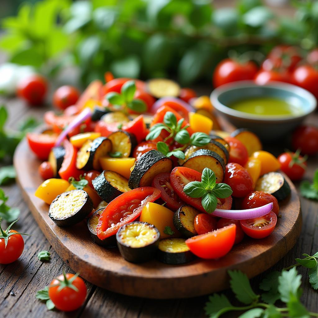 Roasted Rainbow Vegetable Medley with Herb Vinaigrette