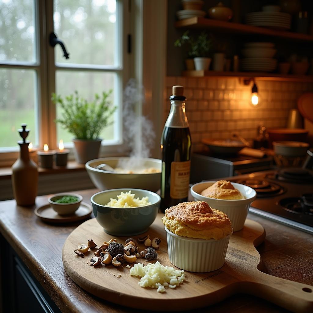 Whimsical Wild Mushroom and Truffle Soufflé