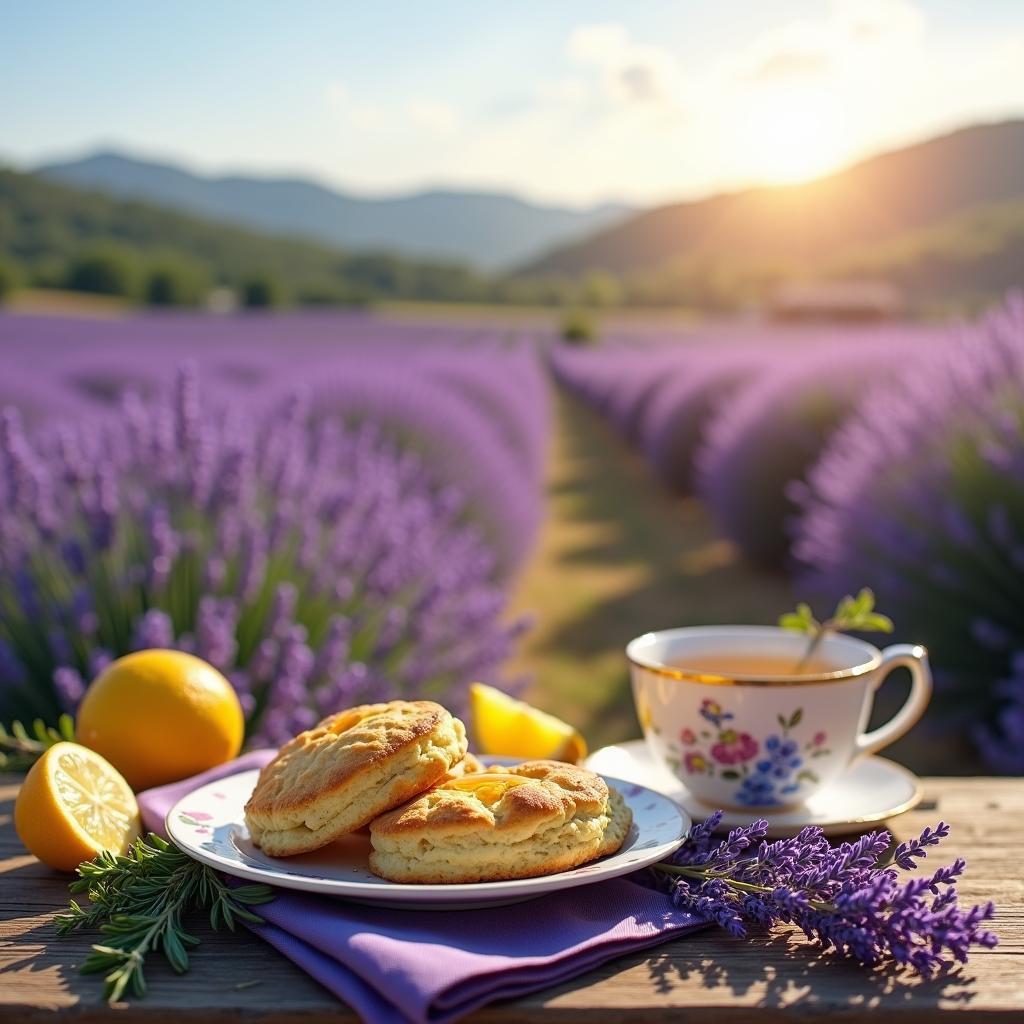 Lavender & Lemon Zest Scones with Honey Drizzle