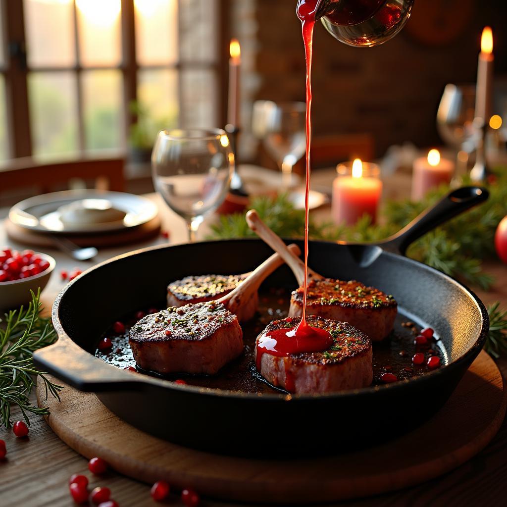 Herb-Crusted Lamb Chops with Pomegranate Glaze