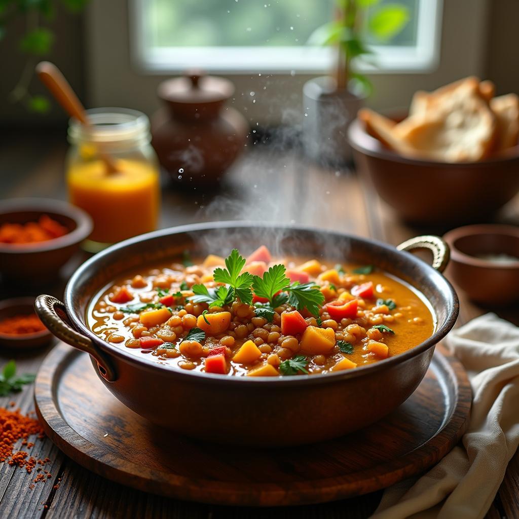 Spiced Lentil & Coconut Curry with Mango Chutney