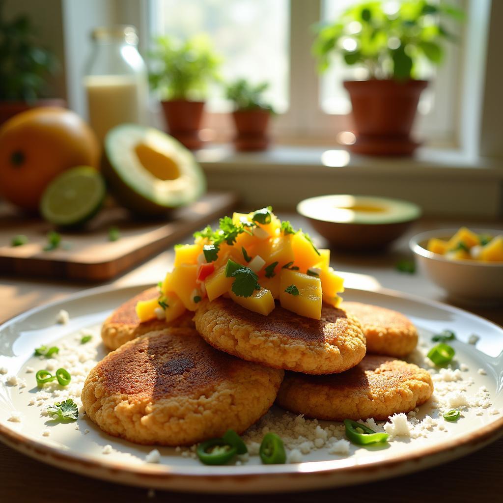 Spiced Coconut Rice Cakes with Mango Salsa