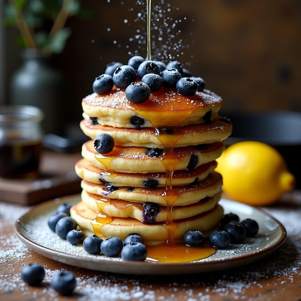 Maple-Blueberry Pancake Stack with Lemon Zest