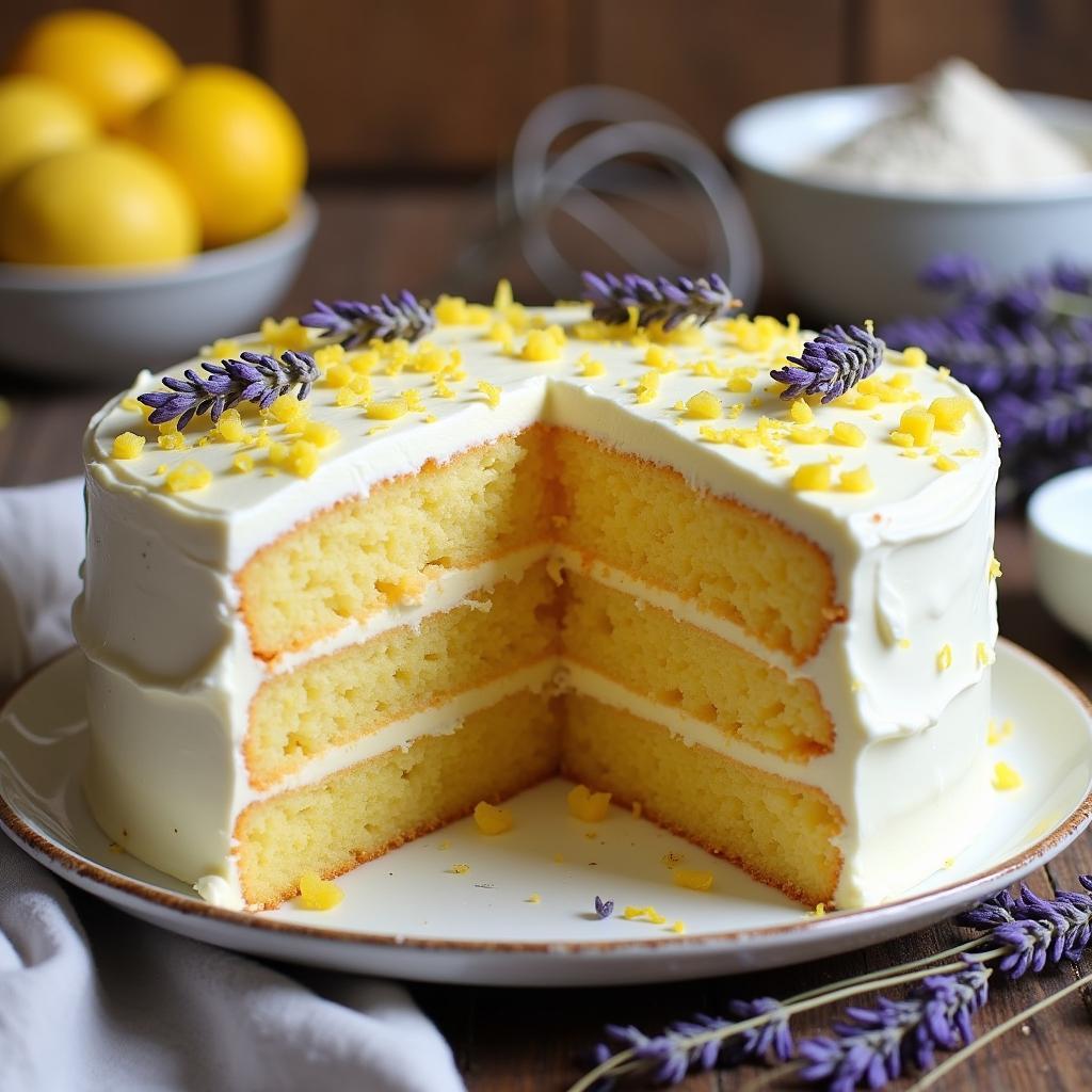 Sunny Citrus Layer Cake with Lavender Infusion