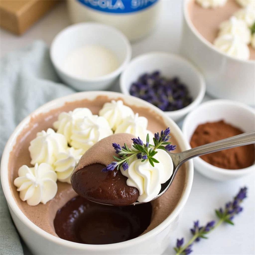 Chocolate Vanilla Pudding with Lavender Infusion