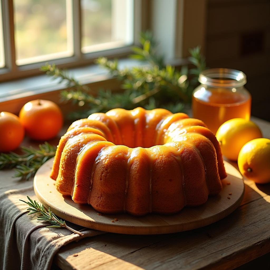 Honeyed Citrus Bundt Cake with Rosemary Glaze