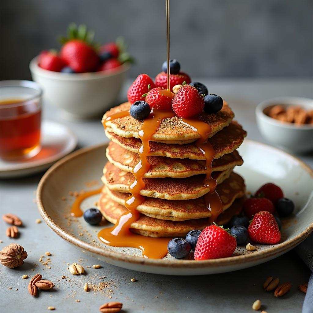 Spiced Chai-Infused Vegan Pancakes with Maple Coconut Drizzle