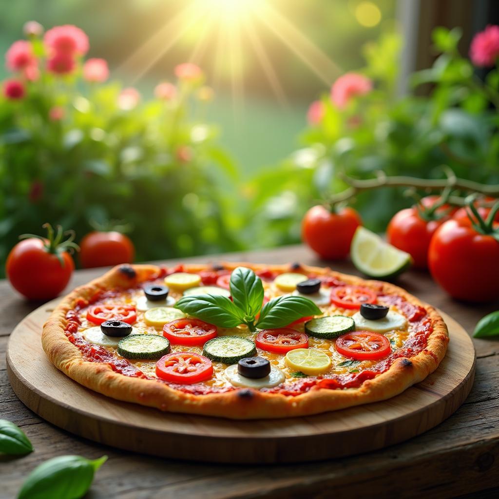 Whimsical Garden Vegetable Pizza