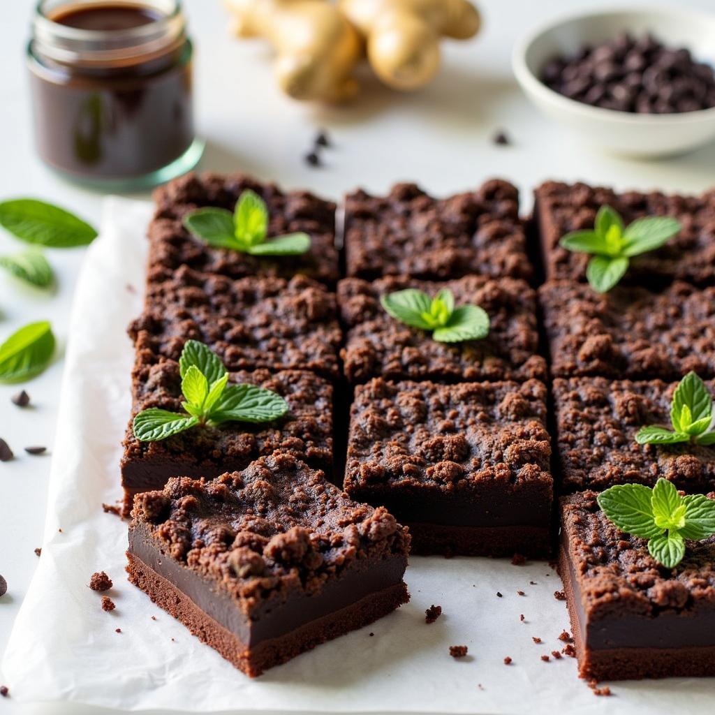 Chocolate and Black Sesame Crumble with Ginger Infusion