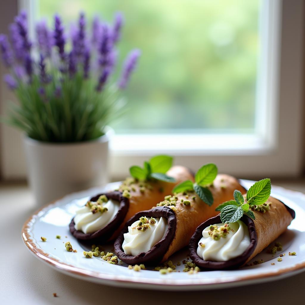 Deconstructed Modern Cannoli with Lavender Infused Ricotta