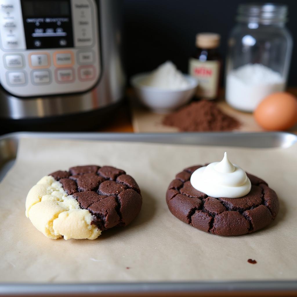 Modern Black and White Cookie with Vanilla Bean Glaze