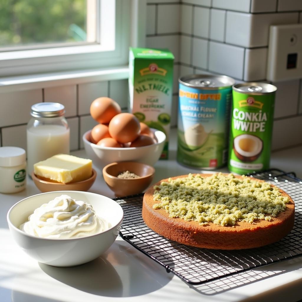 Modern Matcha Crumb Cake with Coconut Whipped Cream