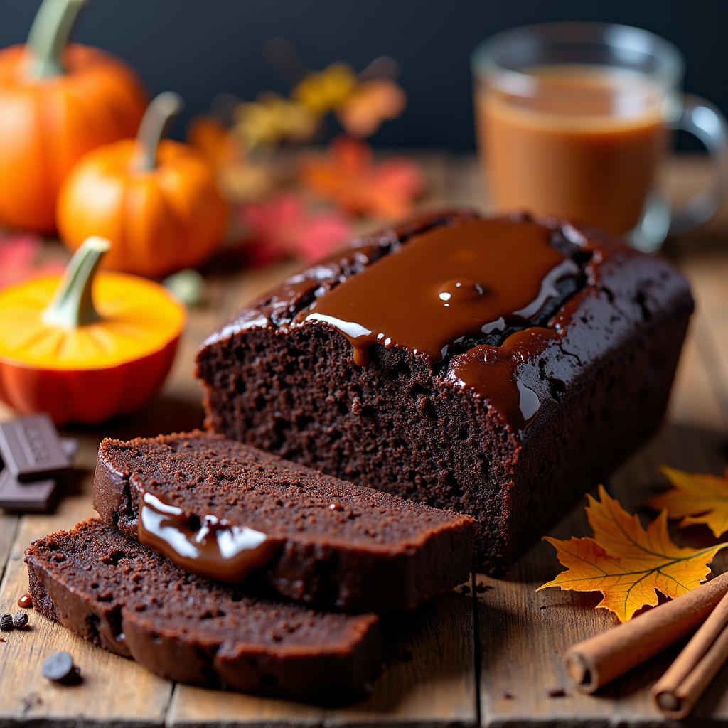 Chocolate Pumpkin Bread with Spiced Chai Glaze