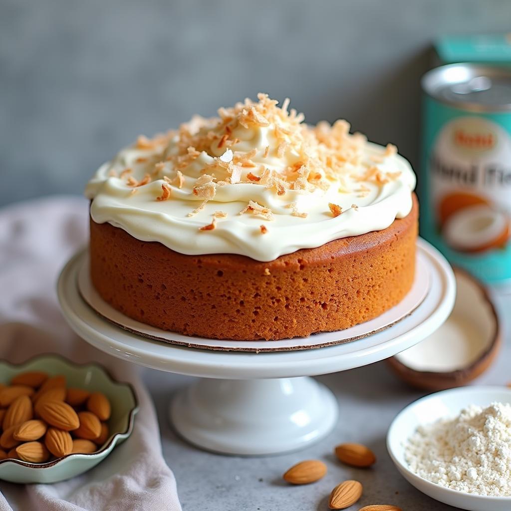 Chickpea Flour Gâteau with Coconut Whipped Topping