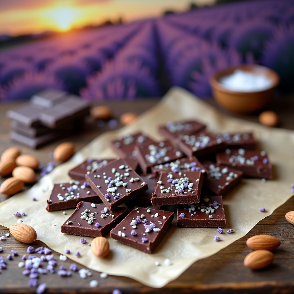 Chocolate Almond Bark with Lavender and Sea Salt