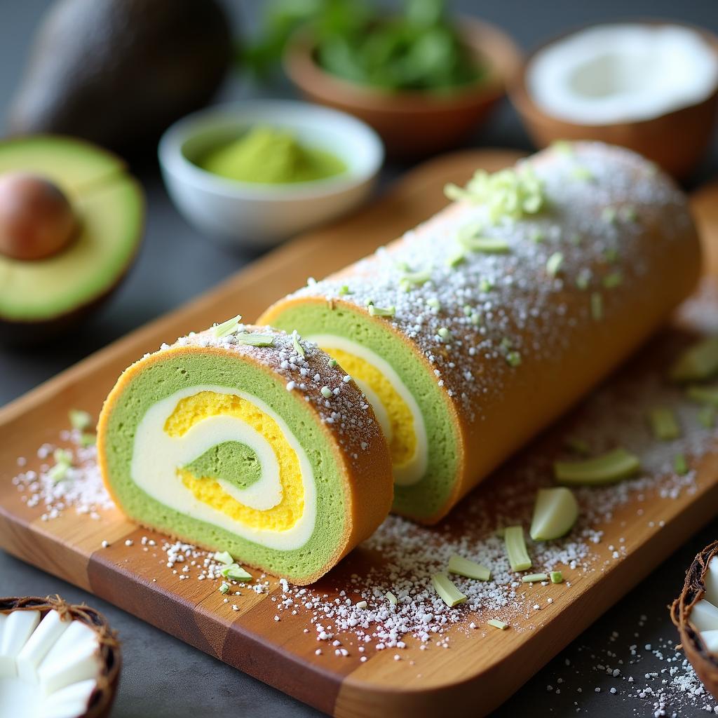 Avocado Matcha Coconut Sponge Roll