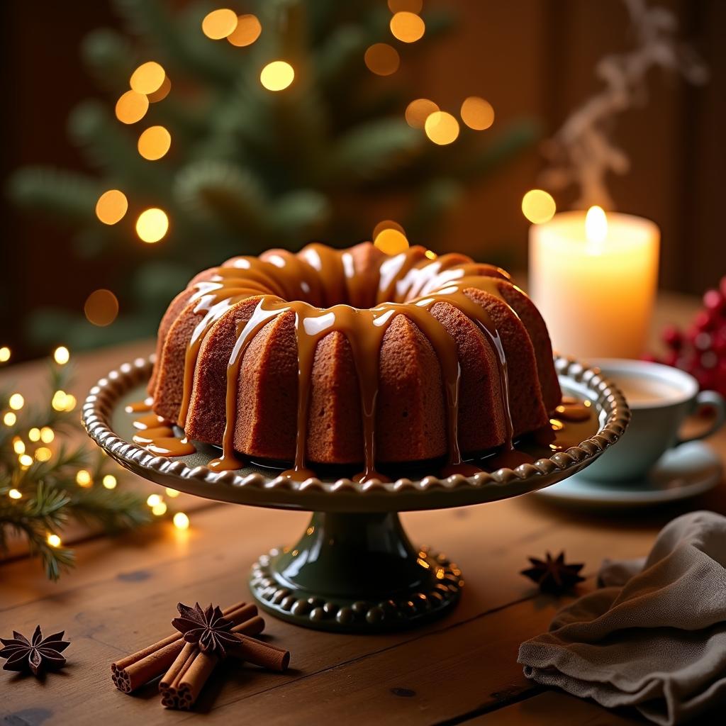 Caribbean Bliss Rum Cake with Spiced Caramel Drizzle