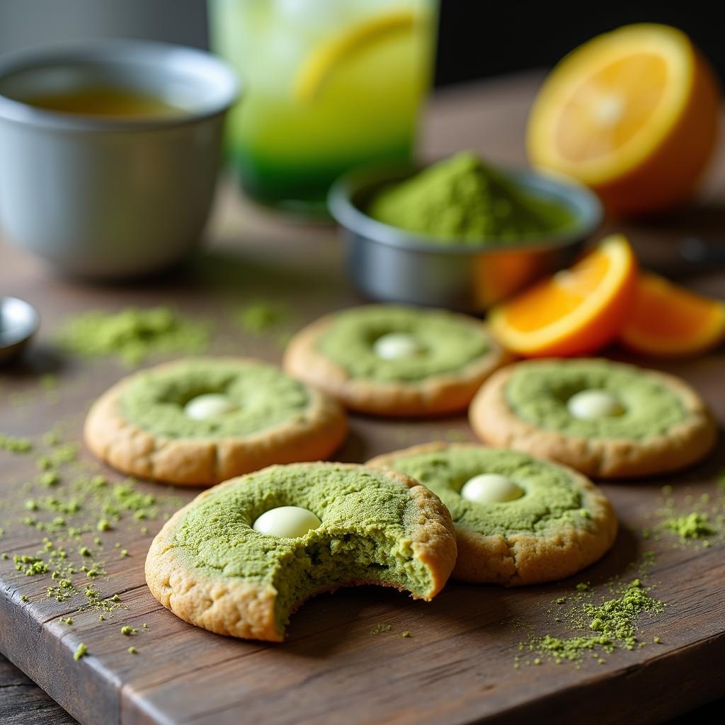 Chewy Matcha and White Chocolate Cookies with Citrus Zest