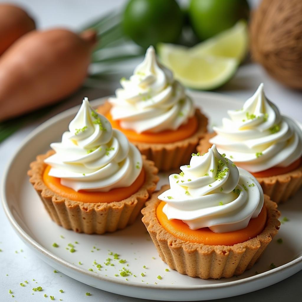 Chickpea Flour and Sweet Potato Tartlets with Coconut Lime Cream