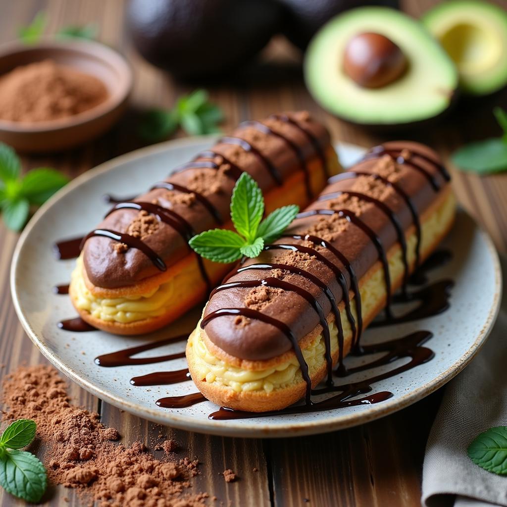 Chickpea Flour Éclairs with Avocado Chocolate Mousse