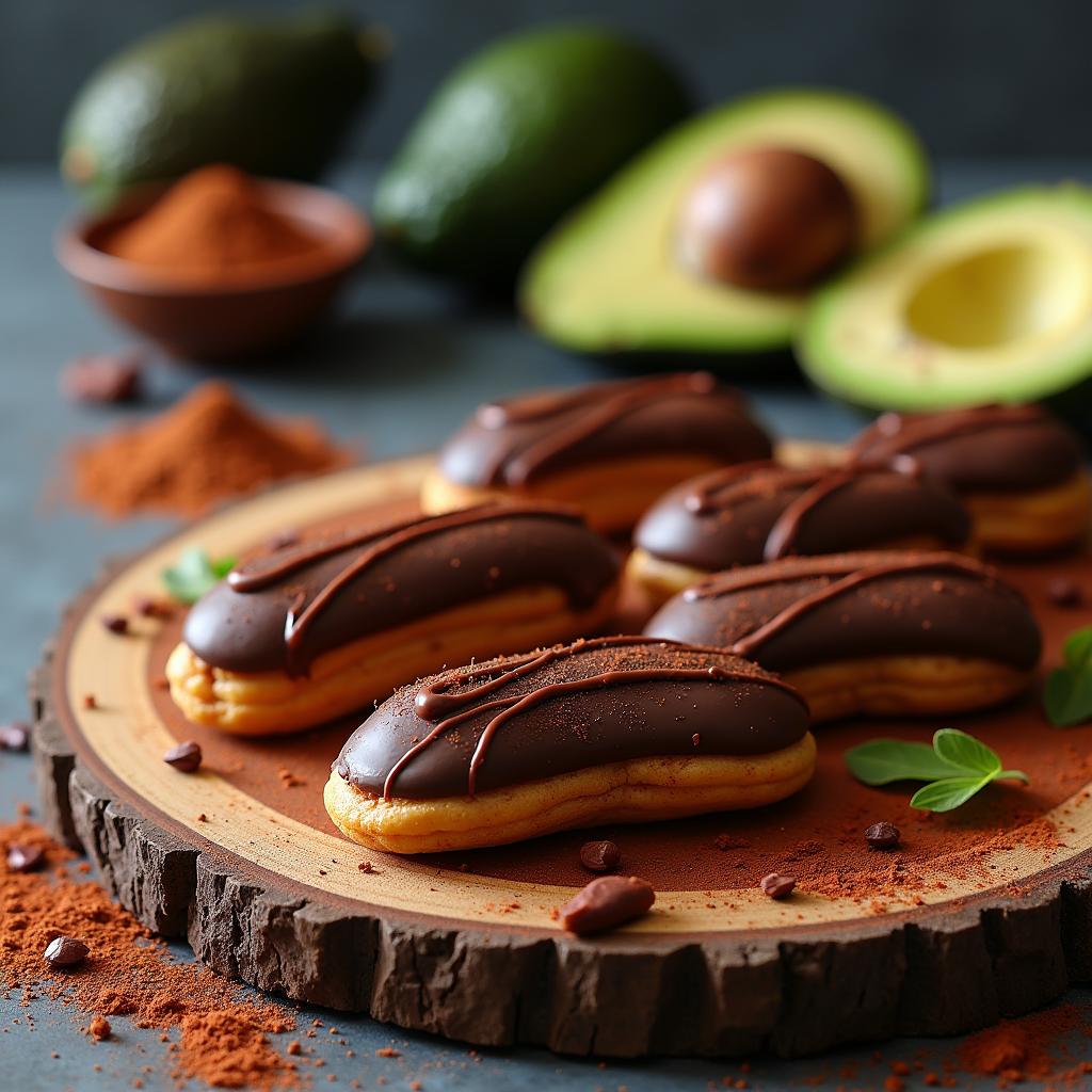 Choco-Chili Eclairs with Avocado Chocolate Ganache