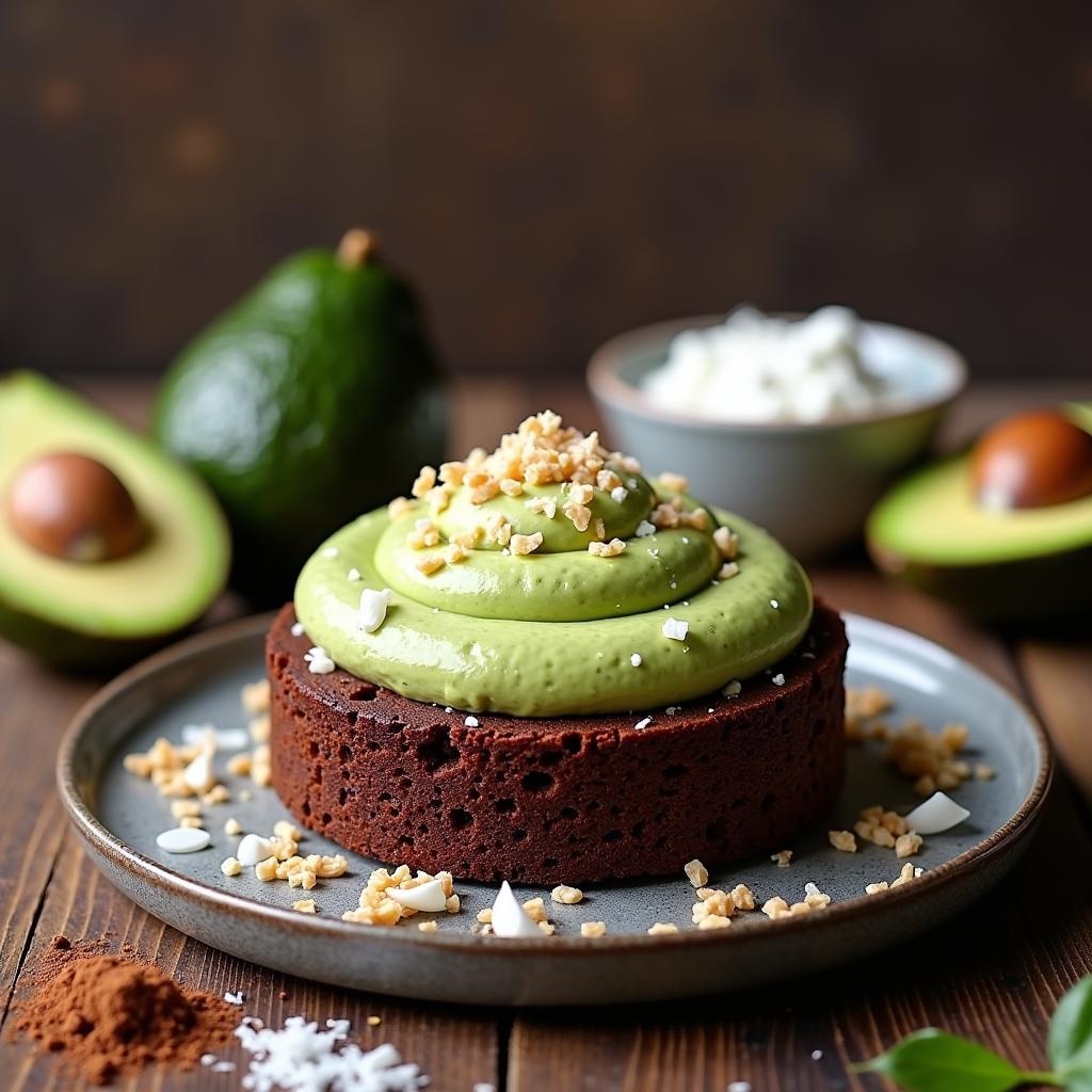 Choco-Coconut Poke Cake with Avocado Whip