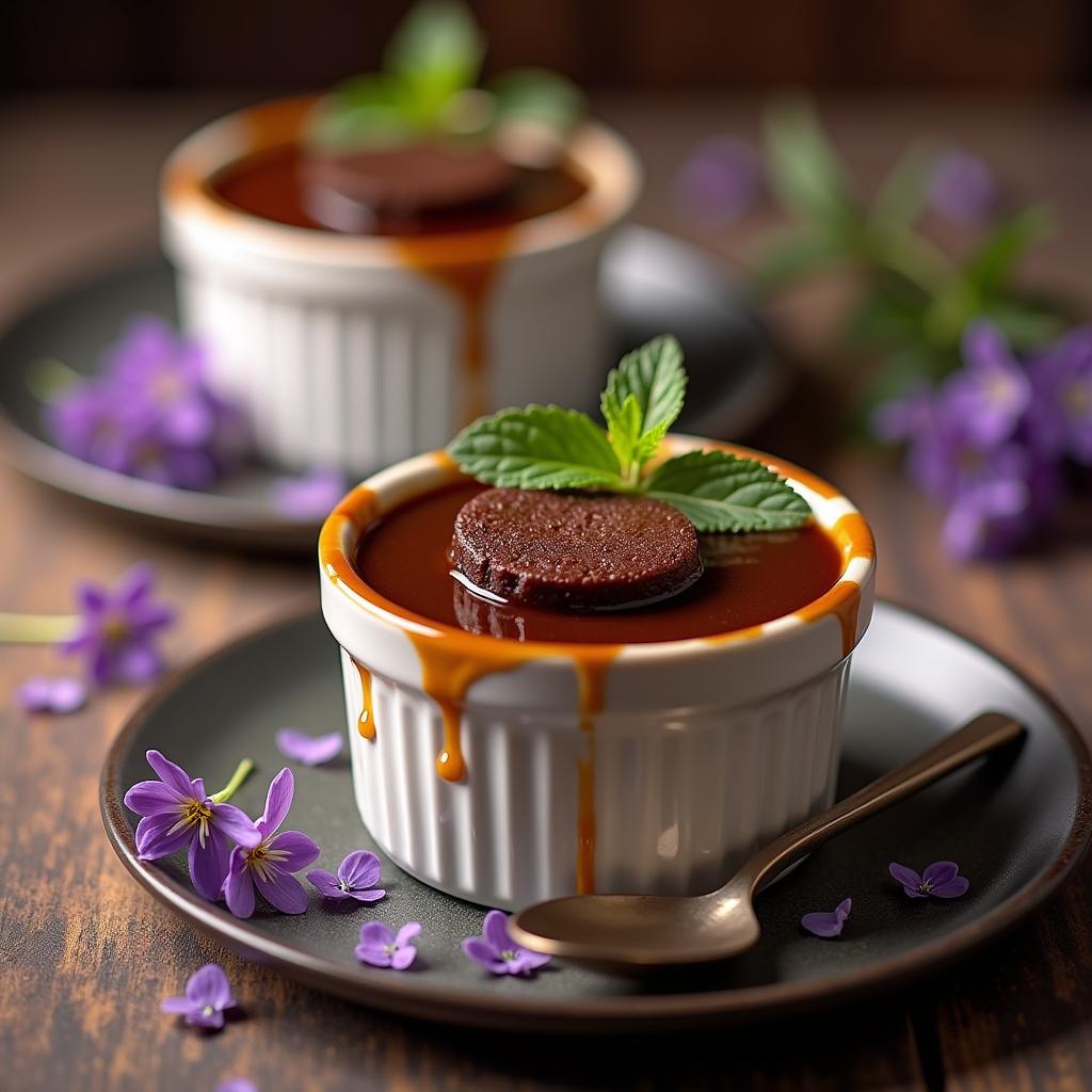 Chocolate-Caramel Custard with Lavender Infusion