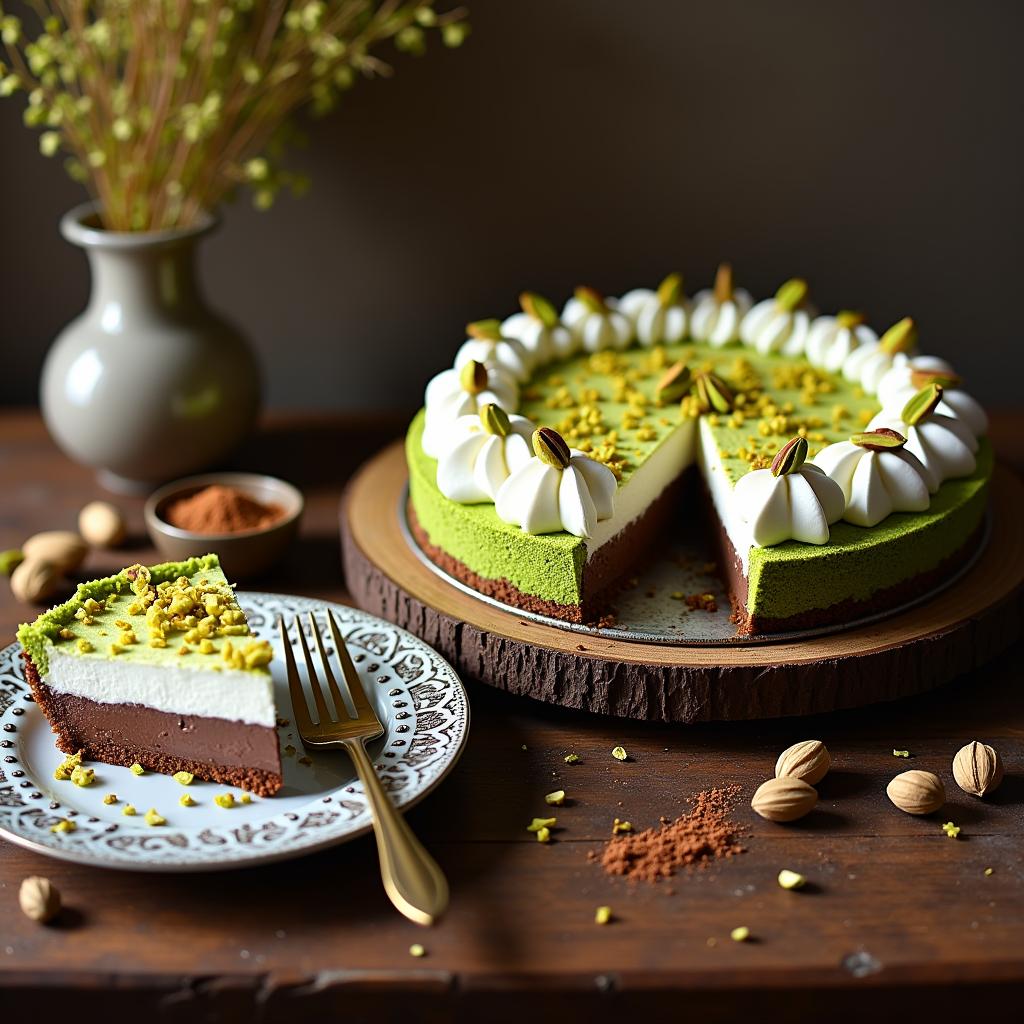 Chocolate Cardamom Cream Pie with Pistachio Crust