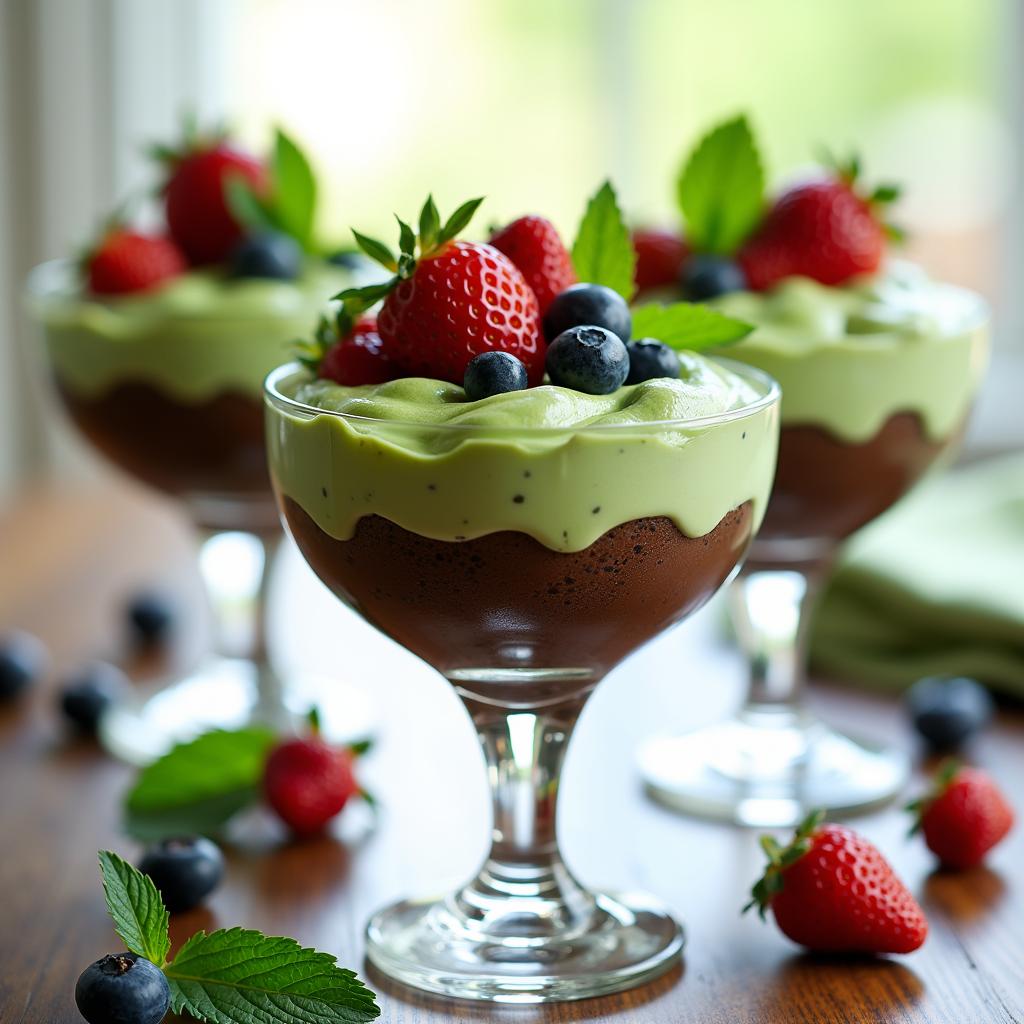 Chocolate Chia Seed Trifle with Matcha Whipped Cream