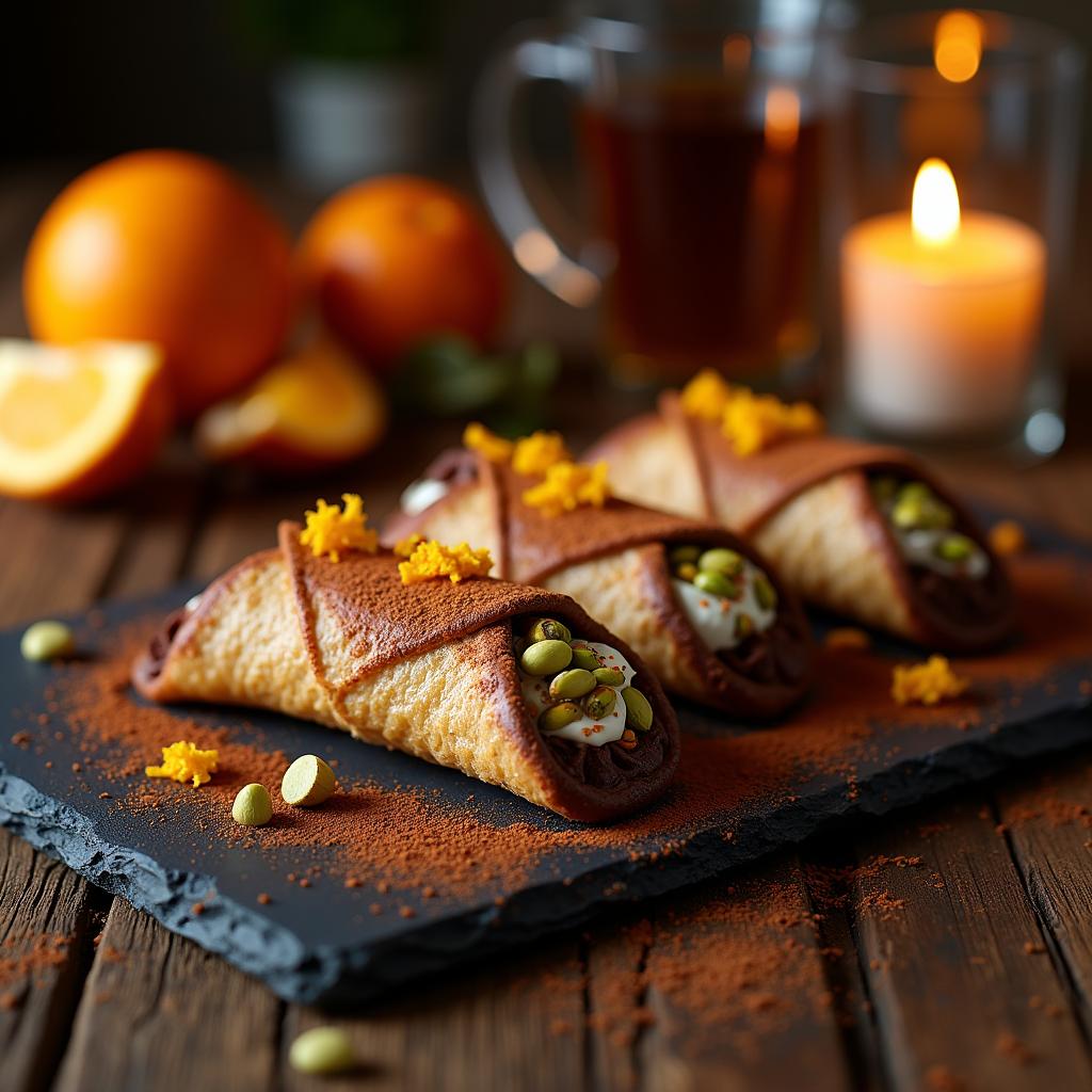 Chocolate-Chili Cannoli with Spiced Orange Mascarpone