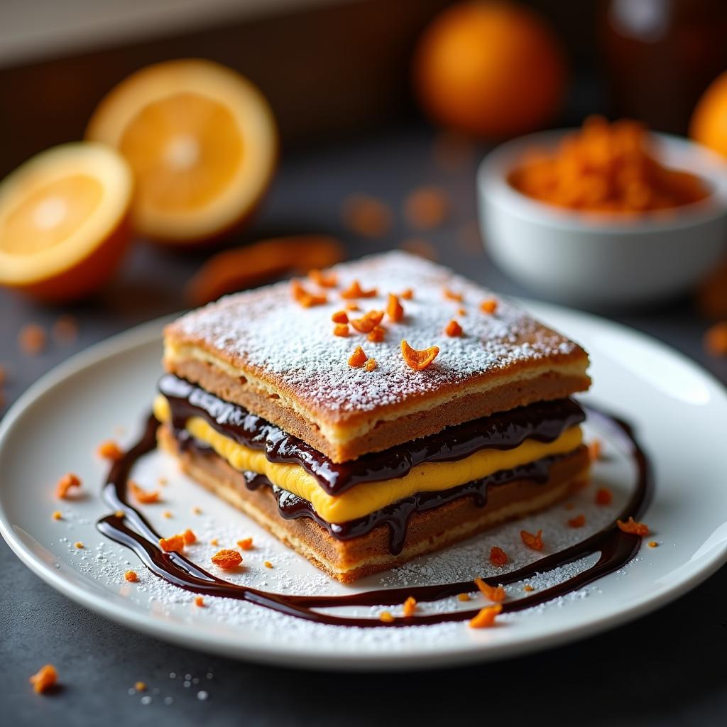 Chocolate-Chili Mille-Feuille with Spiced Orange Cream