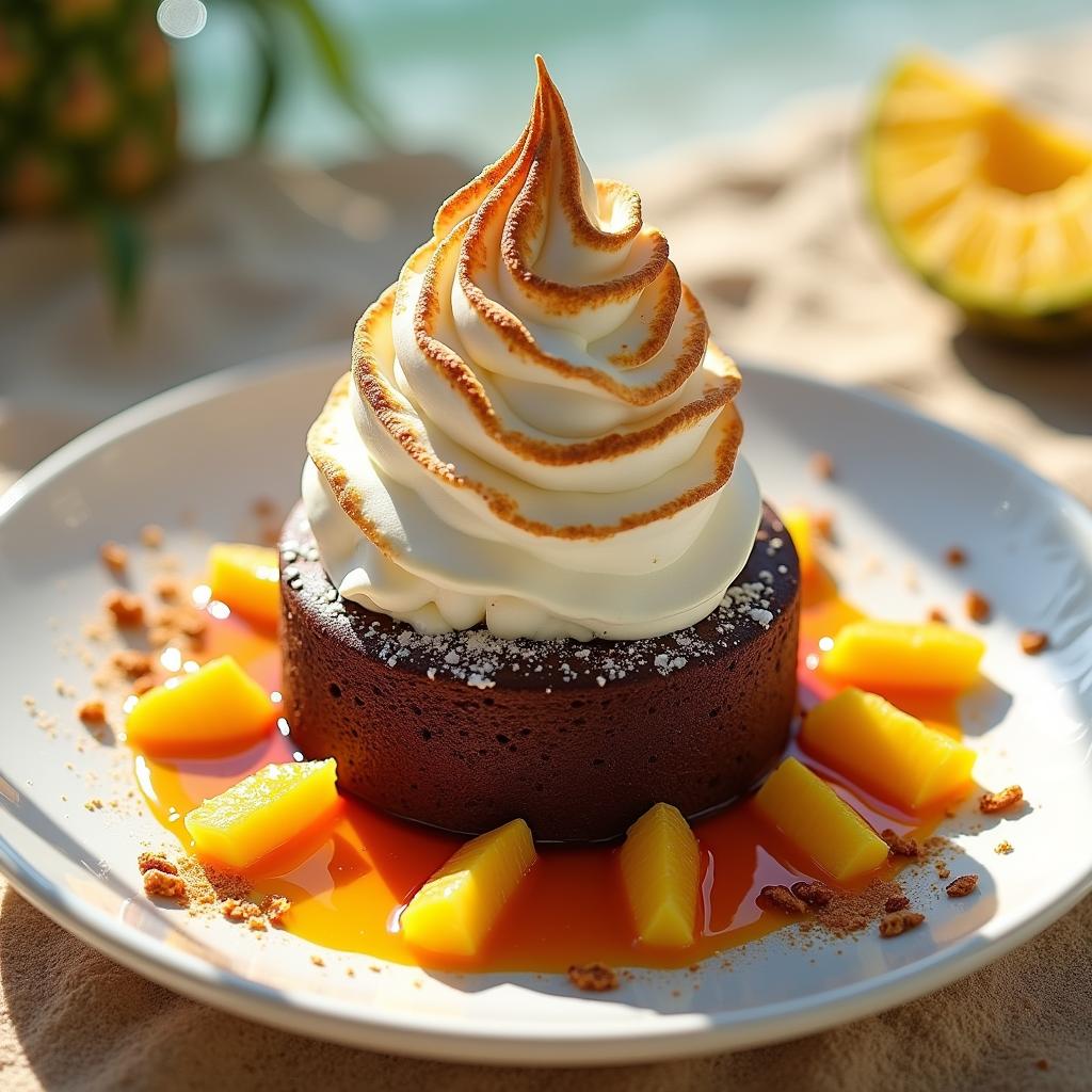 Chocolate-Coconut Baked Alaska with Exotic Fruit Coulis