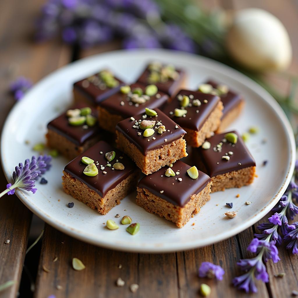 Chocolate-Covered Lavender Nougat with Pistachio Crunch