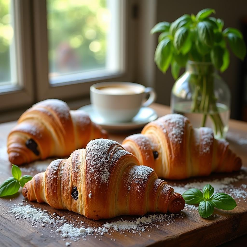 Chocolate Croissant Delight with Basil Infusion