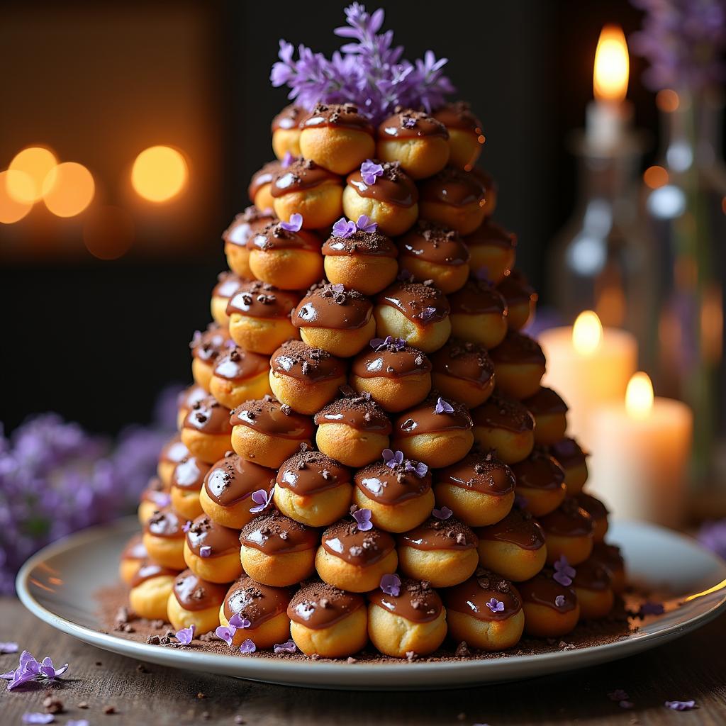 Chocolate Croquembouche with Lavender Infusion