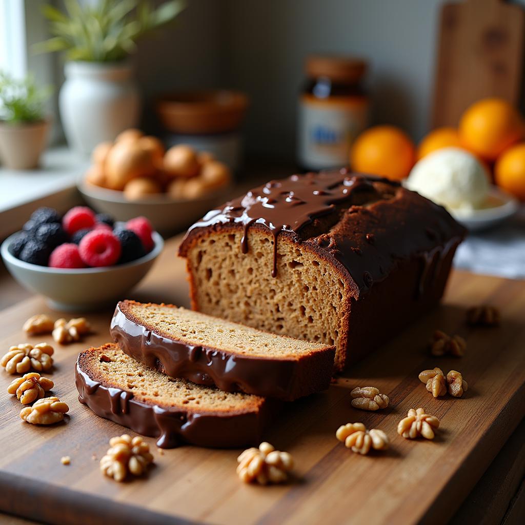 Chocolate-Dipped Date Nut Bread with Spiced Citrus Glaze