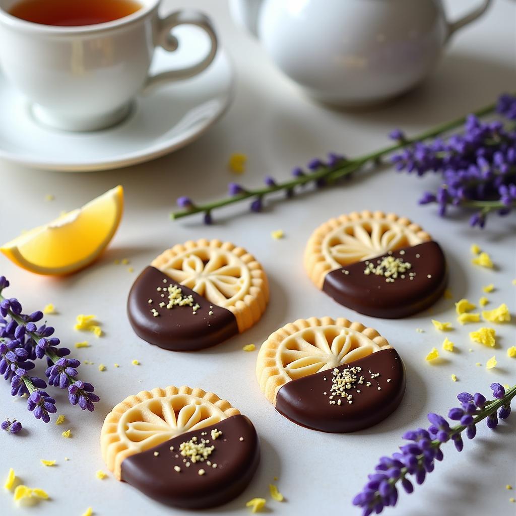 Chocolate-Dipped Springerle with Lavender Essence