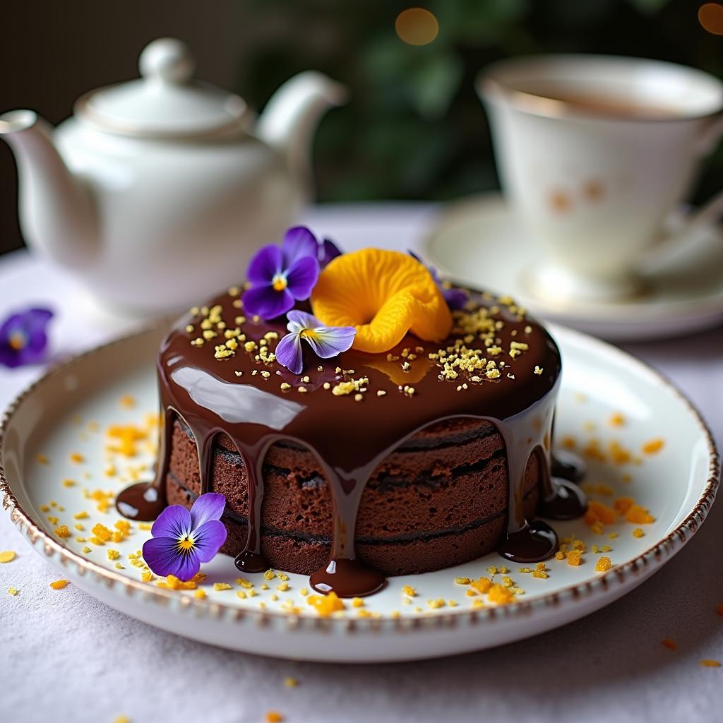 Chocolate Gâteau with Earl Grey Infusion and Citrus Zest