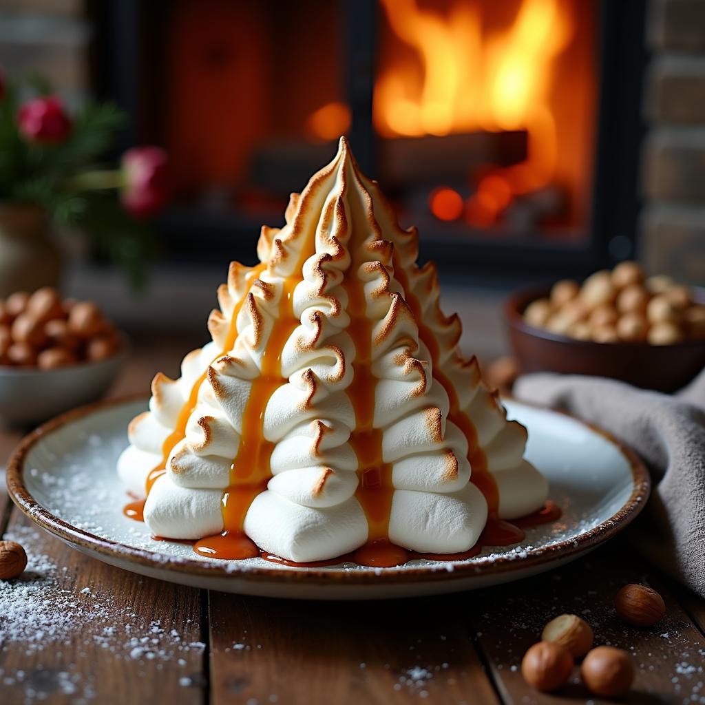 Chocolate Hazelnut Baked Alaska with Spiced Caramel