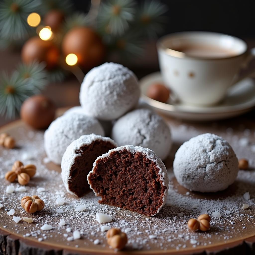 Chocolate Hazelnut Snowball Cookies