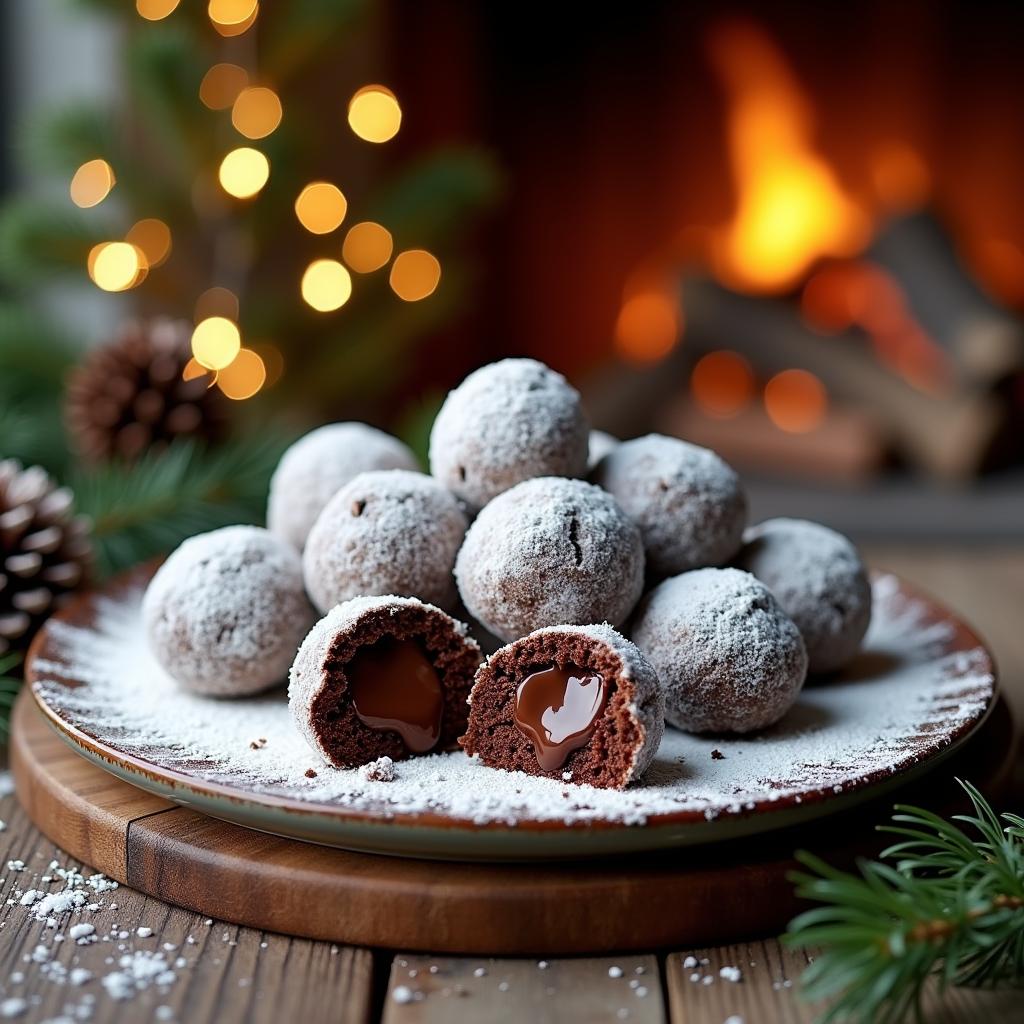 Chocolate Hazelnut Snowball Cookies