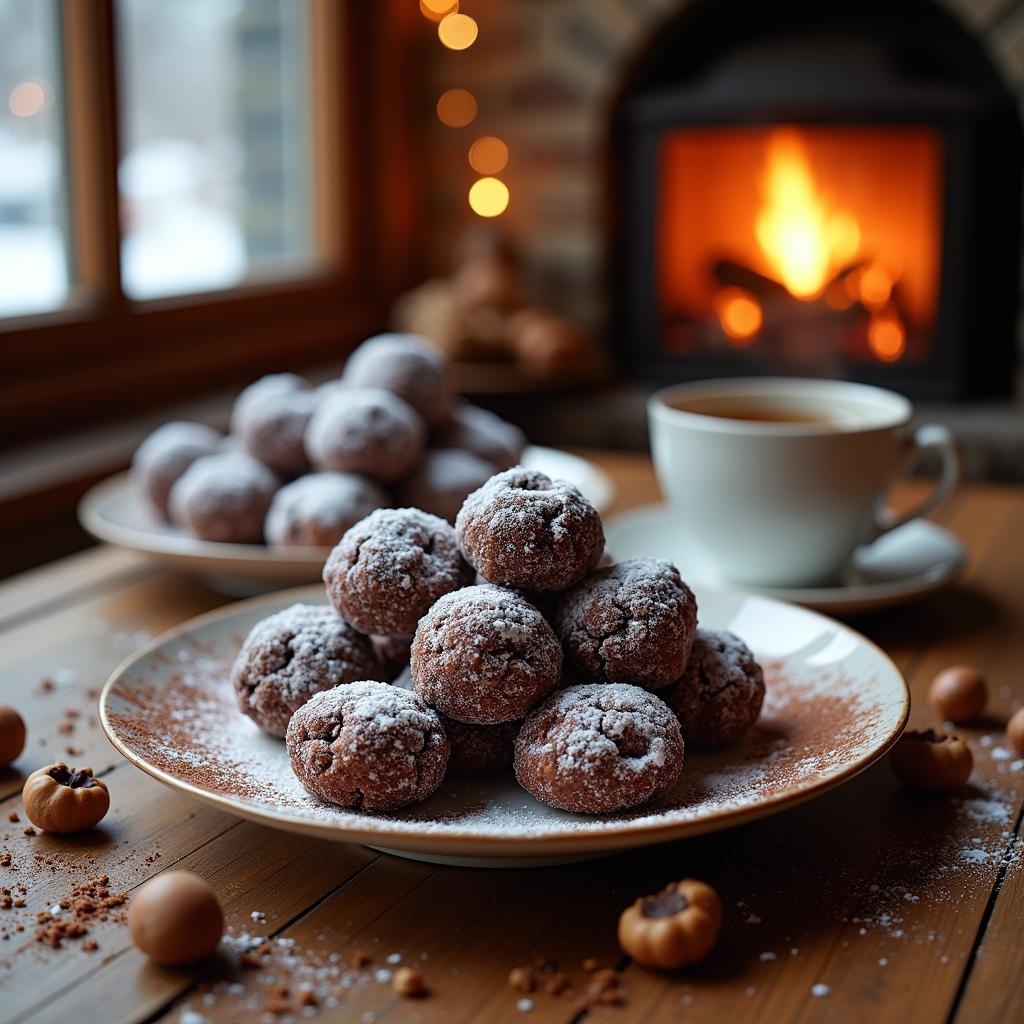 Chocolate Hazelnut Snowball Cookies