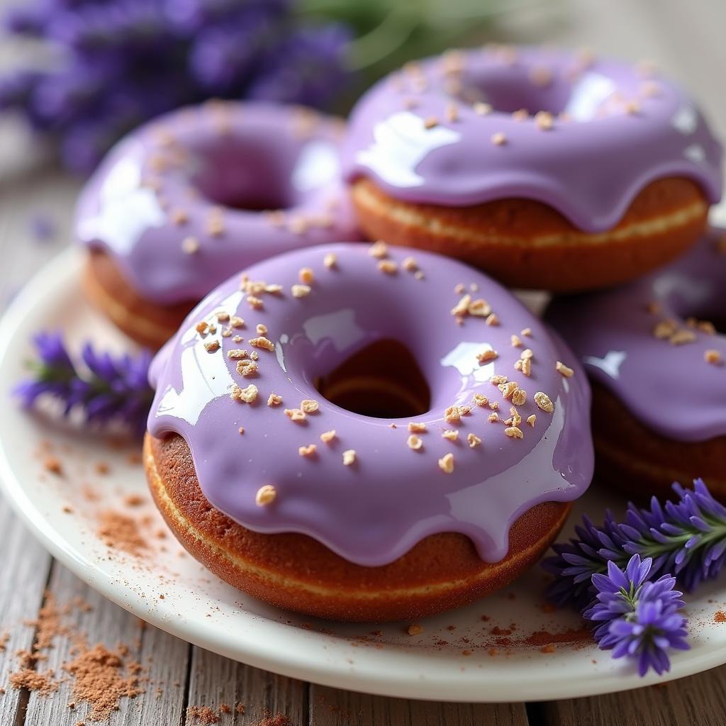 Chocolate-Infused Jelly Doughnuts with Lavender Glaze