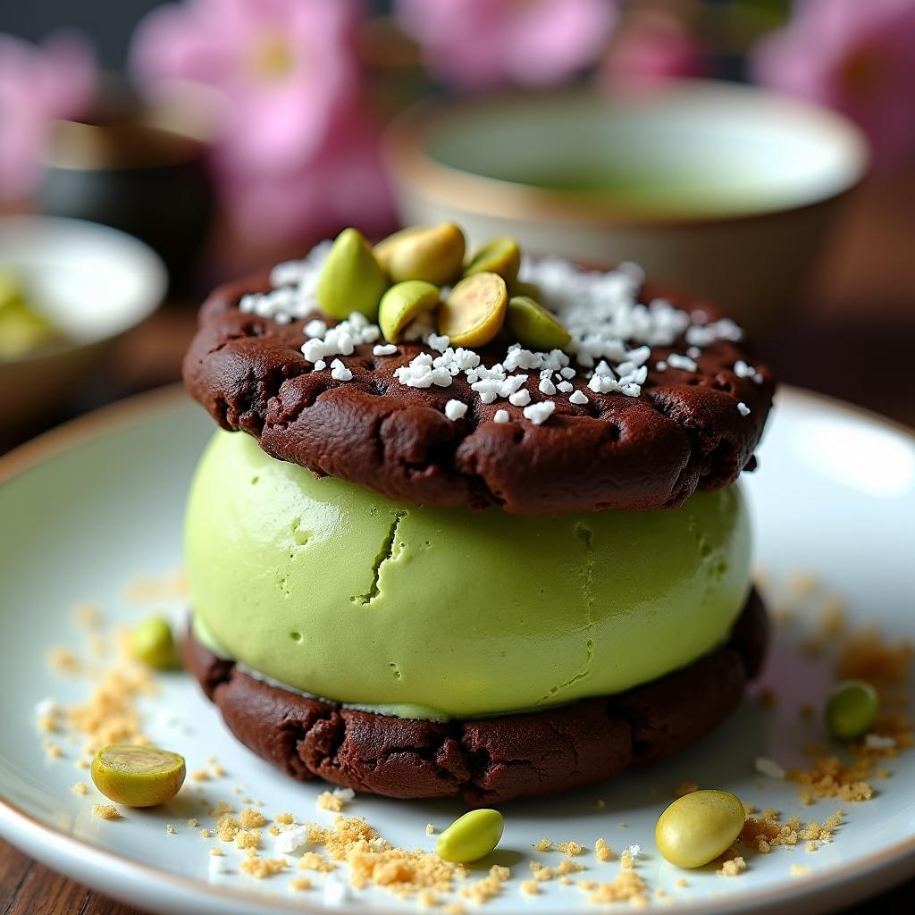 Chocolate-Infused Matcha Sorbet Sandwich